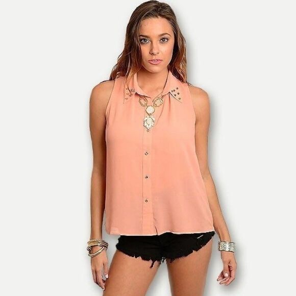 *Clearance* Ark & Co Coral Studded Blouse - Picture 2 of 3